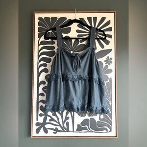 EUC Anthropologie blue ruffle tiered tank Size Medium